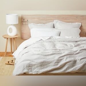 Coyuchi linen duvet queen set blush color